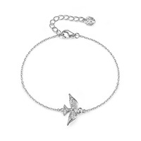 Ensemble Collier, Bracelet et Boucles d'Oreilles en Argent Sterling 925 Plaqué Rhodium avec Zircon, Motif Colombe de la Paix, Bijoux Haut de Gamme Luxe Léger, Vente en Gros