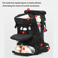Sac à dos Oxford grande capacité 80L, sac de voyage vintage, sac à dos imperméable en polyester avec charge USB, randonnée, camping