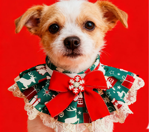 Collier pour animaux de compagnie à imprimé animal simple et accessoires en satin mignons avec collier pour animaux de compagnie pour Noël - Product Image 2