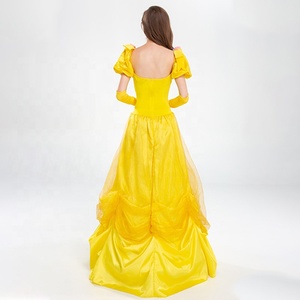Robe de princesse <span class=keywords><strong>Belle</strong></span> La <span class=keywords><strong>Belle</strong></span> et la Bête pour filles, jaune, style gâteau, pour Noël, costume de scène - Product Image 2