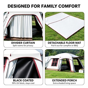 Tenda Integrata per Auto con 3 Camere da Letto, Pavimento Staccabile, Veranda Estesa, Impermeabile, Quattro Stagioni, in Poliestere Oxford Nero Rivestito per SUV - Product Image 3
