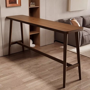 โต๊ะบาร์ไม้ทึบและเก้าอี้โต๊ะแคบติดผนังสำหรับแบ่งระเบียงและห้องนั่งเล่นโต๊ะยาวแบบเรียบง่ายสำหรับใช้ในบ้าน - Product Image 5