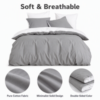 Parure de lit en coton bicolore gris et blanc pour chambre d'hôtes, stock Pologne, 3 pièces, livraison directe UE