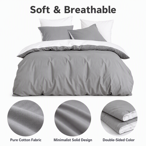 Parure de lit en coton bicolore gris et blanc pour chambre d'hôtes, stock Pologne, 3 pièces, livraison directe UE - Product Image 2