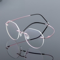 Prix usine Vintage rond sans cadre pliant en métal alliage de titane cadre de mémoire unisexe montures de lunettes de lunettes