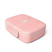 Meilleure vente Boîte à lunch bento en fibre de paille de blé biodégradable réutilisable et étanche à 5 compartiments avec cuillère et fourchette