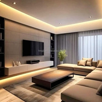 Meuble TV mural en bois massif personnalisable - Ensemble de rangement modulaire grande capacité, luxe moderne, éclairage LED en option pour salon