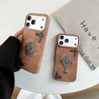 Coque de téléphone en cuir 3D rétro personnalisée pour iPhone 17 Air, accessoires Apple 16 Pro Max, tendance DIY, étui pour 13 14 15 Plus