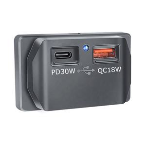 12V 24V 15W 18W 30W 48W Panel <span class=keywords><strong>de</strong></span> montaje en superficie Bus Car Charger Socket Dual Double USB C PD QC3.0 Puerto <span class=keywords><strong>de</strong></span> carga rápida - Product Image 1