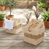 Cesta de Almacenamiento Tejida con Cuerda de Papel Ecológica Personalizable, Diseño Moderno y Minimalista para Sala de Estar, Dormitorio, Lavandería