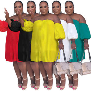 Prodotti più venduti 2023 in Chiffon manica <span class=keywords><strong>a</strong></span> <span class=keywords><strong>palloncino</strong></span> drappeggiato doppio strato plissettato Plus Size <span class=keywords><strong>abiti</strong></span> da donna - Product Image 1