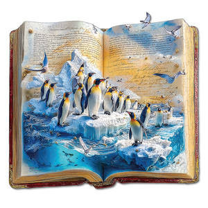 ตัวต่อจิ๊กซอว์ไม้รูปทรงแปลกตา Penguin Frozen Tale, ตัวต่อรูปสัตว์รูปทรงหนังสือ - Product Image 1