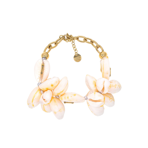 Fashion <b>Beaded</b> <b>Bracelet</b> <b>Gold</b> Plated Stainless Steel Sustainable Resistant Cowrie Shell Design - Product Image 2