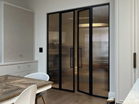 Puerta abatible de acero de estilo francés Puertas de vidrio de acero Doble Marco de vidrio Puertas francesas Interior