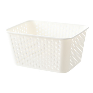 Cesta de almacenamiento blanca con orificios redondos, sin tapa, organizador de baño para escritorio, tamaño pequeño - Product Image 5