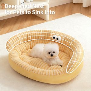 2026 Bestseller Einfaches Leinen-Cartoon-Hundebett, Tragbar, Waschbar, Baumwollgefüllt, Luxuriöses Hundesofa, Haustierzubehör für Alle Jahreszeiten - Product Image 3