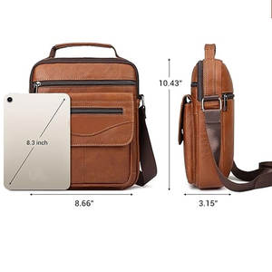 กระเป๋าเป้หนังพิมพ์โลโก้ตามสั่งคุณภาพสูง พร้อมซิปปิด ราคาขายส่งที่แข่งขันได้ กระเป๋าสะพายไหล่หนัง - Product Image 6