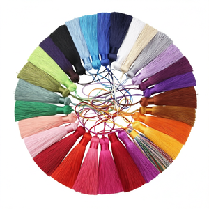Borla decorativa de seda helada vertical para textiles del hogar, accesorios DIY, colgante pequeño de 7 cm, poliéster Tianyun, con anilla dorada - Product Image 1