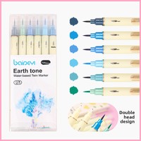 30 colores, estilo chino tradicional, rotuladores de doble punta con pincel suave, a base de agua, para estudiantes, dibujo, logotipo personalizado