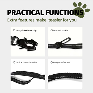 Custom <b>Dog</b> Leash with Quick Release Buckle-Adjustable Elastic Training Lead, Frog Clip for Outdoor Running, Walking,Tactical Use - Product Image 2