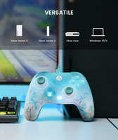 Manette de jeu filaire GameSir T7 Pro W transparente à motif floral, joystick à effet Hall, éclairage RGB, double vibration, pour Xbox PC
