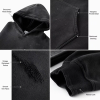 Sweat à capuche pour homme effet éclaboussures d'encre, 360 g/m², teinture dégradée, effet vieilli, style streetwear américain, avec logo personnalisé