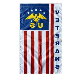 Custom Printing Polyester US Veterans Flag Banner With Brass Grommet Waterproof Customized Printed Nylon Flag Of US Veterans