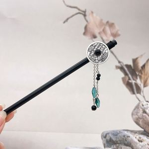 กิ๊บติดผมไม้มะเกลือจีนแบบโบราณ ประดับพู่ห้อย สไตล์เรโทร - Product Image 6