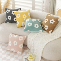 Housse de coussin carrée en coton pelucheux pour canapé, motif floral, décoration intérieure, amovible, broderie, avec fermeture éclair