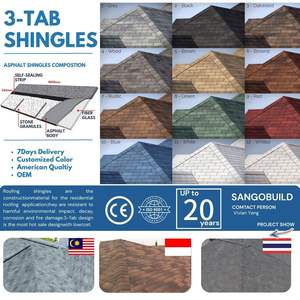 Matériaux de construction : Bardeaux d'asphalte à 3 languettes, bardeaux en bitume avec fibre de verre, légers – Philippines, Thaïlande, Indonésie, Malaisie - Product Image 4