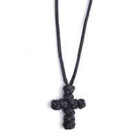Collier Croix Noeuds Chotki Komboskini Orthodoxe Religieux Unisexe Fait Main Personnalisé en Corde Noire et Bleue pour Prière Chrétienne