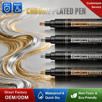 Spidol Krom Cair 2.8mm, Pena Cat Finishing Cermin, Perbaikan Goresan Velg Mobil, Pewarna Gambar, Spidol Metalik