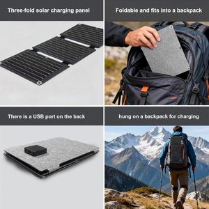 ALECTER Paneles Solares Plegables Monocristalinos Ligeros de 20W con 22% de Eficiencia, Resistentes al Agua, Cargador USB, Certificación CE, para Exteriores - Product Image 5