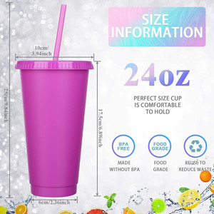 Tasse en plastique de marque personnalisée avec couvercle et paille pour café en PP avec logo <span class=keywords><strong>publicitaire</strong></span> de 24oz - Product Image 3