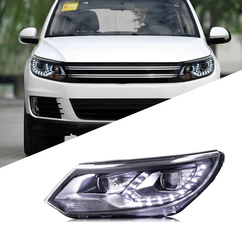 Aplicable 13-17 Volkswagen New Tiguan montaje de faro tuhuan modificación LED Tear Eye lámpara de circulación diurna faro de xenón