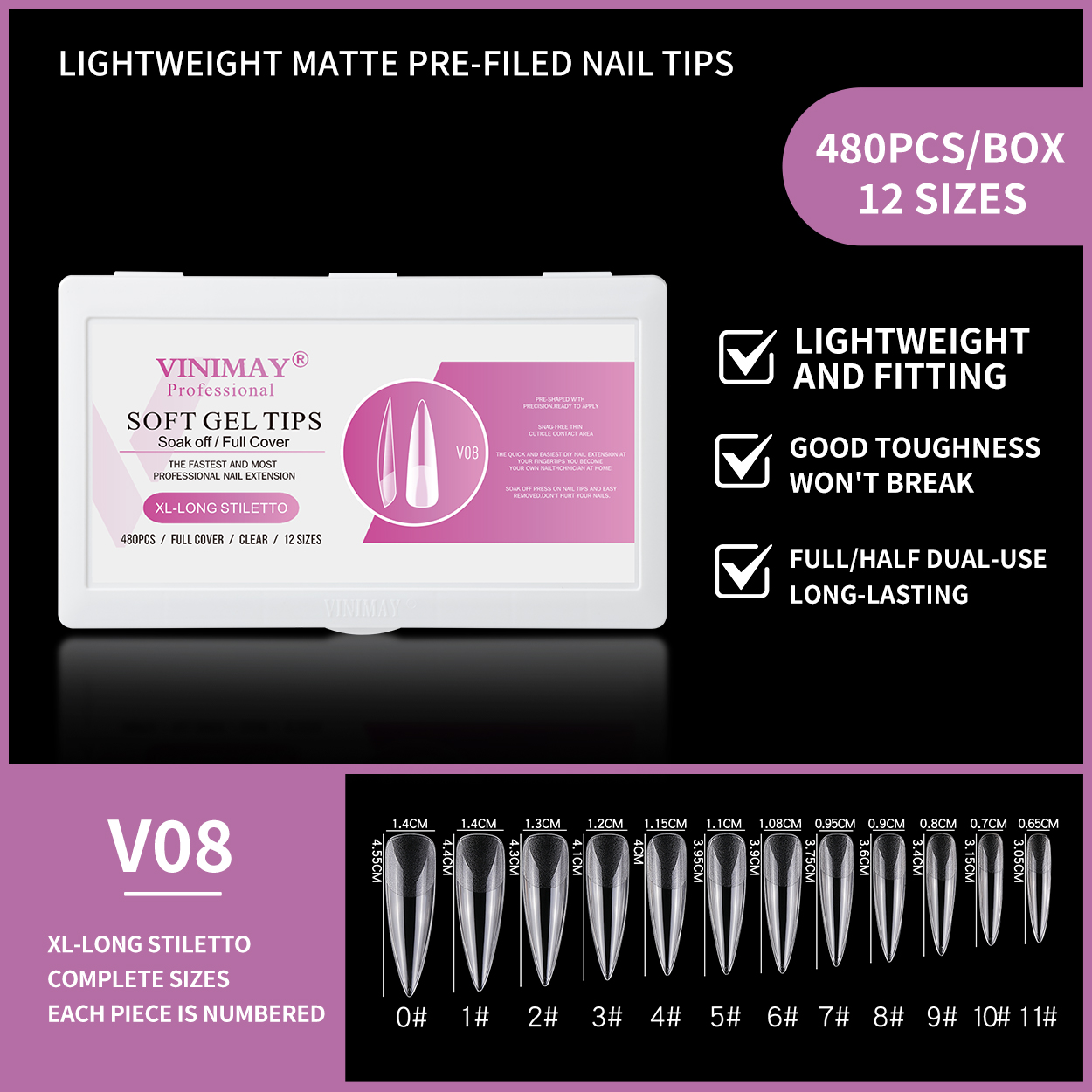 sculpted long square nail tips