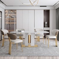 Table à manger italienne de luxe légère avec plateau en marbre et pieds en métal, combinaison de chaises, mobilier moderne simple et minimaliste pour petit appartement, nouveauté