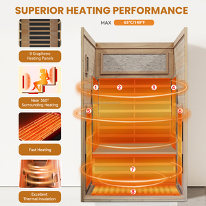 <b>Portable</b> Dry Steam <b>Sauna</b> Auguman Solid Wood 2KW Far Infrared <b>Sauna</b> 25-65 Celsius for Indoor Outdoor <b>Sauna</b> Room - Product Image 3