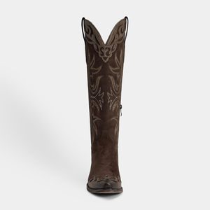 WETKISS OEM Stivali da Cowboy Retrò con Dettagli Cuciti, Punta Affusolata, Tacco <span class=keywords><strong>Alto</strong></span>, Stivali da Cowgirl in Finta Pelle Scamosciata - Product Image 4