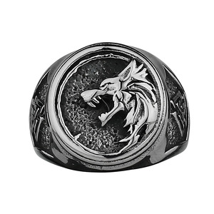 Erkek kurt yüzük takı paslanmaz çelik Viking Rune titanyum çelik yüzük sihirbazı savaşçı Hunter kurt başkanı yüzükler hediye erkekler için - Product Image 1