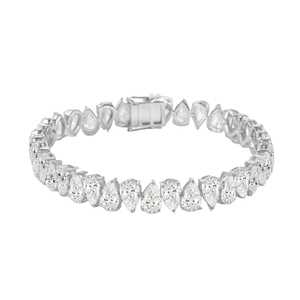 Pulsera de tenis unisex de oro blanco de 10k con diamante DEF VVS en forma de lágrima cultivado en laboratorio y engaste de garra - Product Image 1