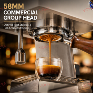 Doppelkessel-Espressomaschine, variable Druckhebel-Extraktion, PID 58mm Siebträger, italienische Pumpe, Weißholz Home Barista - Product Image 4
