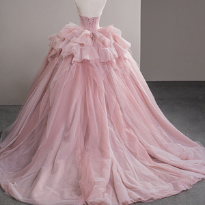 Jancember SFY59 Glitter Strapless Pink Girl Puffy Vestidos de noche para mujer - Product Image 3