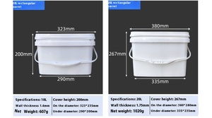 Nhà Máy Bán buôn cấp thực phẩm nhựa màu trắng hình chữ nhật Xô Hình VUÔNG 1.5L-20L PP Thùng thùng cho dầu nước thực phẩm & câu cá - Product Image 5