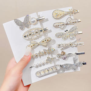 2022夏季银色水晶珍珠发夹女新娘花型发饰合金女童 - Product Image 2