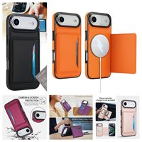 Dompet Kulit Grosir dengan Pengisi Daya Nirkabel dan Casing Ponsel untuk iPhone 18 Pro Max 17 Air 16E 16 Plus 15 14, Dilengkapi Slot Kartu dan Penyangga
