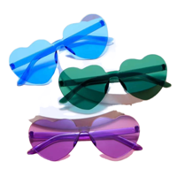 Lunettes de soleil pour femmes 2026, design de créateur, monture en PC sans bordure, forme de cœur, bleu, lunettes de soleil tendance et bon marché pour femmes 2026