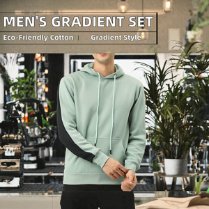 Sweat-shirt à capuche pour homme avec manches contrastées, col rond et poche, idéal pour les tenues décontractées et les séances d'entraînement - Product Image 2