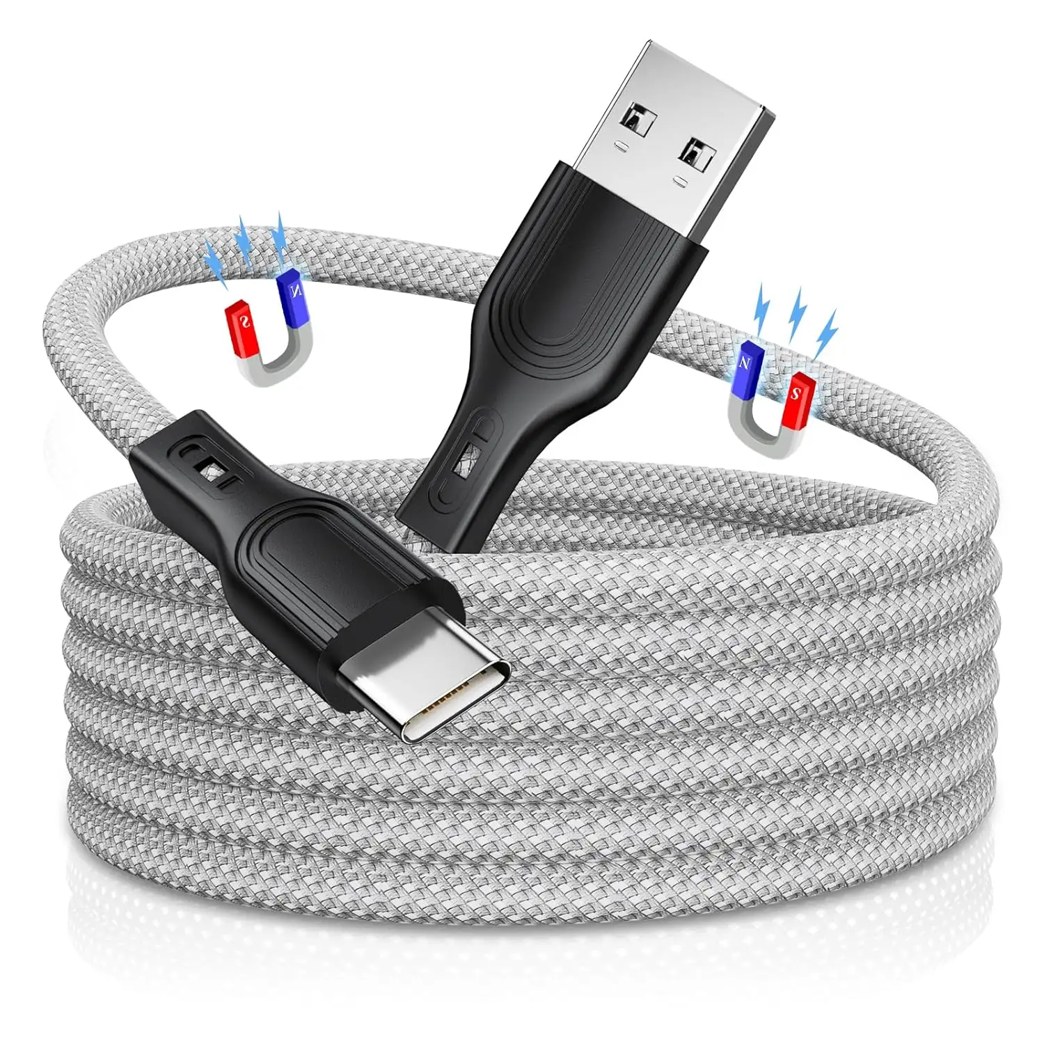 Cable de carga USB C magnético de 60W de fábrica 1M 1,5 m Cable USB a C trenzado de nailon 480Mbps 3a cable USB C de carga rápida