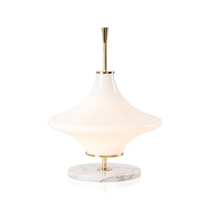 Lampe de table minimaliste moderne E27 LED 220V, base en marbre, abat-jour en verre, lampe de bureau pour salon et chambre à coucher - Product Image 1